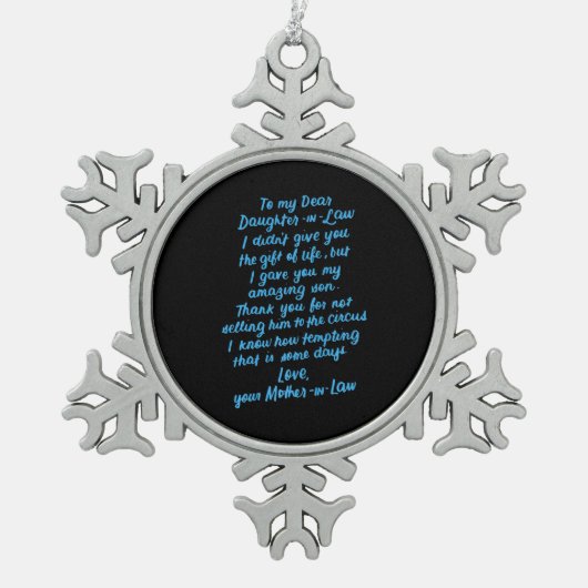 Lieve dochter van mijn beste dochter in de wet tin sneeuwvlok ornament (Voorkant)