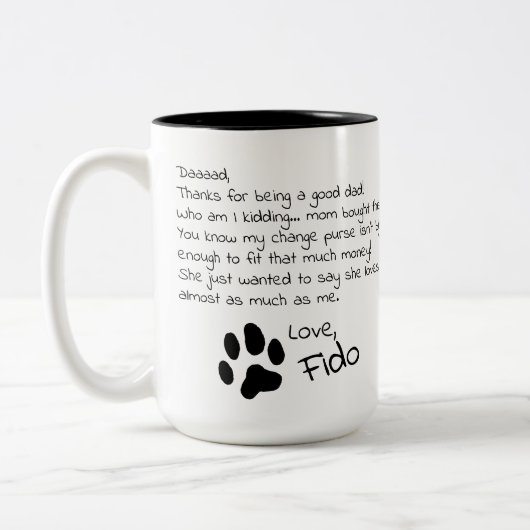 Lieve Dog Dad mam  Pet Name Coffee Mok (Links)