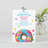 lieve donut verjaardag uitnodiging (Staand voorkant)