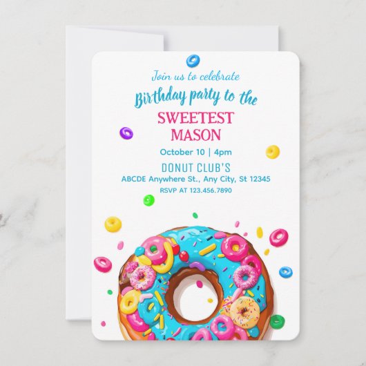 lieve donut verjaardag uitnodiging (Voorkant)