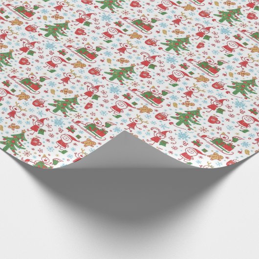 Lieve Doodle Elfen Kerst Inpakpapier (Hoek)