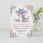 lieve draak babyshower uitnodigingen (Staand voorkant)