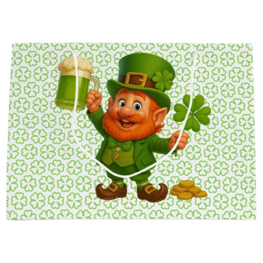 Lieve/drollige kabouter St. Patrick's Day Groot Cadeauzakje (Voorkant)