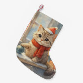 Lieve Droomerige Kerstkat Kleine Kerstsok (Voorkant (Hangend))