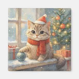 Lieve Droomverloren Kerstkat Magneet