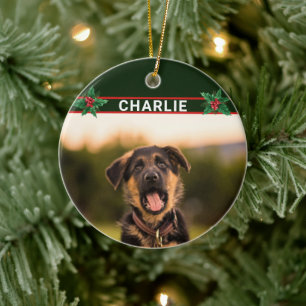 Lieve Duitse Herdersnaam en Foto Kerstmis Keramisch Ornament