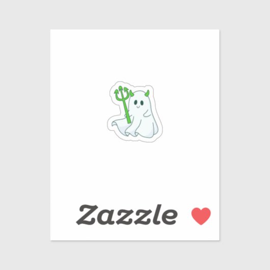 Lieve Duivel Geest met Groene Drietand Sticker (Vel)