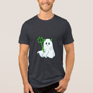 Lieve Duivel Geest met Groene Drietand Tri-Blend Shirt