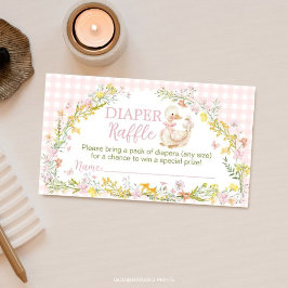 Lieve Dwaze Gans Bloemige Baby Shower Luier Raffle Informatiekaartje