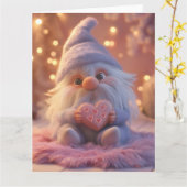 Lieve Dwerg met Hart: Valentijnsdag Ontwerp Kaart (Gele Bloem)