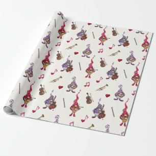 Lieve Dwergmuzikanten Gaven een Kerstconcert Cadeaupapier