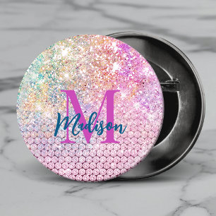 lieve eenhoorn roze nepschittering rhinestone mono ronde button 3,2 cm