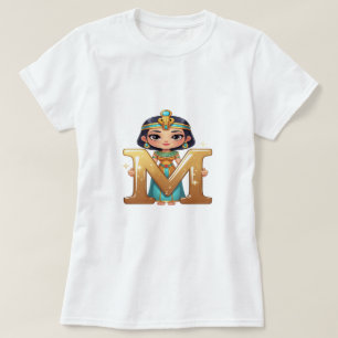 Lieve Egyptische Koningin met Letter M – Koninklij T-shirt
