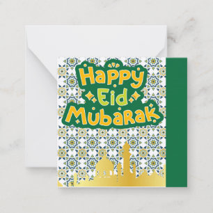 Lieve Eid Mubarak Groet Groen Notitiekaartje