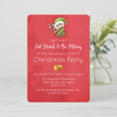 Lieve Elf met Kerststok Kerst Uitnodiging (Staand voorkant)