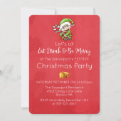 Lieve Elf met Kerststok Kerst Uitnodiging (Voorkant)
