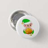 Lieve Elf met Pompoen Ronde Button 3,2 Cm (Voorkant /achterkant)