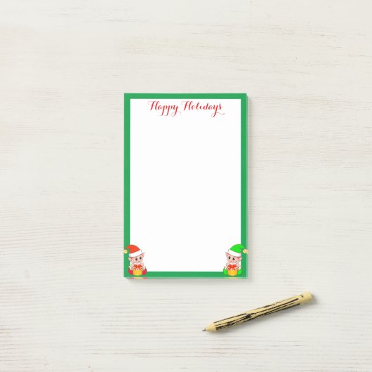 Lieve elfen op wit post-it® notes (Op bureau)