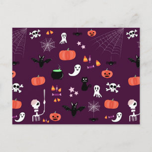 Lieve en enge Halloween-kunst Feestdagenkaart