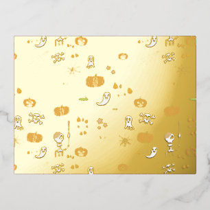 Lieve en enge Halloween-kunst Folie Uitnodiging Briefkaart