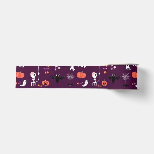 Lieve en enge Halloween-kunst Grosgrain Lint (Voorkant)
