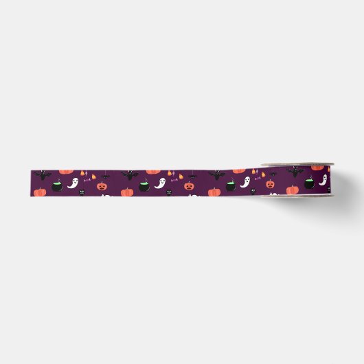 Lieve en enge Halloween-kunst Grosgrain Lint (Voorkant)