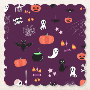 Lieve en enge Halloween-kunst Kartonnen Onderzetters