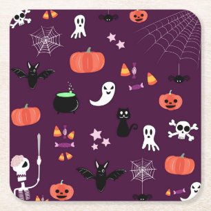 Lieve en enge Halloween-kunst Kartonnen Onderzetters