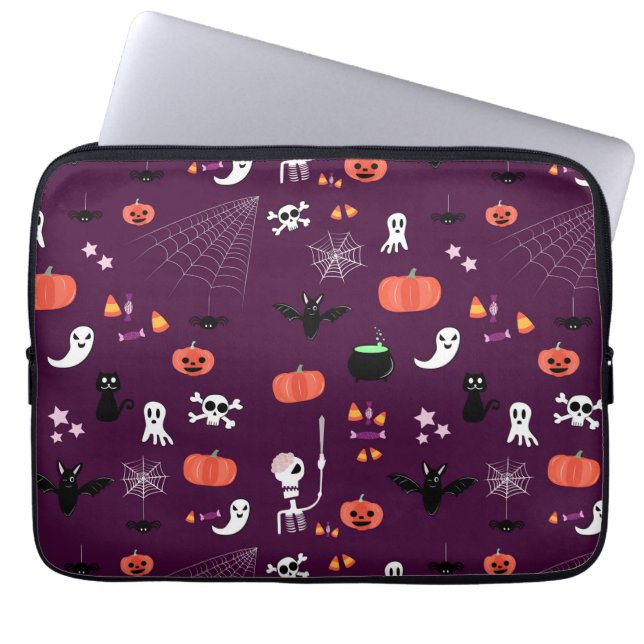 Lieve en enge Halloween-kunst Laptop Sleeve (Voorkant)