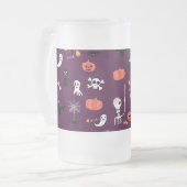 Lieve en enge Halloween-kunst Matglas Bierpul (Voorkant links)