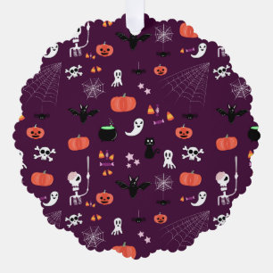 Lieve en enge Halloween-kunst Ornament Kaart