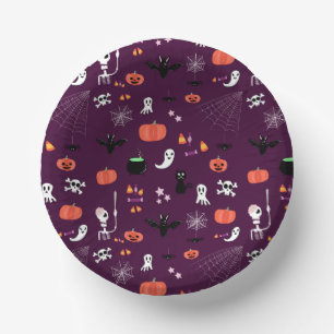 Lieve en enge Halloween-kunst Papieren Kommen