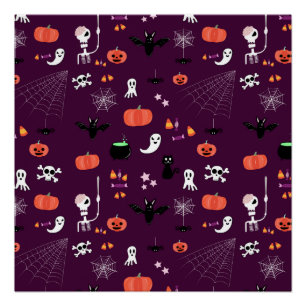 Lieve en enge Halloween-kunst Perfect Poster
