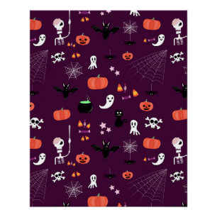 Lieve en enge Halloween-kunst Perfect Poster