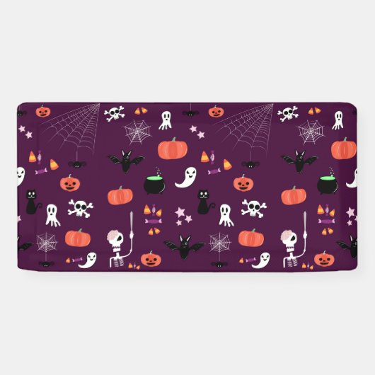 Lieve en enge Halloween-kunst Spandoek (Horizontaal)