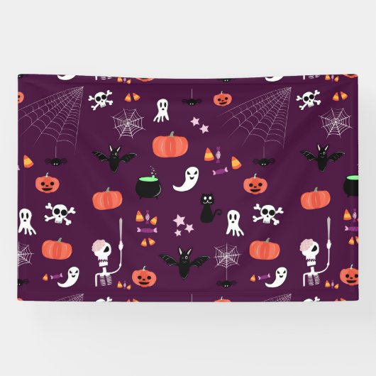 Lieve en enge Halloween-kunst Spandoek (Horizontaal)