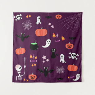Lieve en enge Halloween-kunst Wandkleed