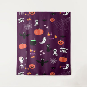 Lieve en enge Halloween-kunst Wandkleed