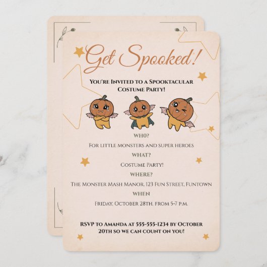 Lieve en enge Halloween pompoen verkleed feestje Kaart (Voorkant / Achterkant)