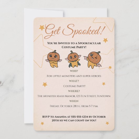 Lieve en enge Halloween pompoen verkleed feestje Kaart (Voorkant)