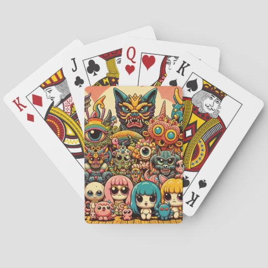 "Lieve en enge monsterreünie" Pokerkaarten (Achterkant)