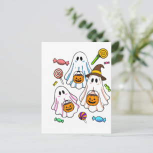 Lieve en engelachtige Halloween-geesten & snoep of Briefkaart