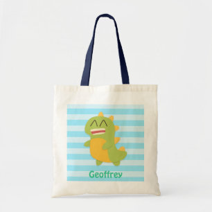 Lieve en Gelukkige Dinosaur Kinderen Gepersonalise Tote Bag