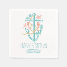 Lieve en Romantische Beach Wedding Paper Napkins Servetten
