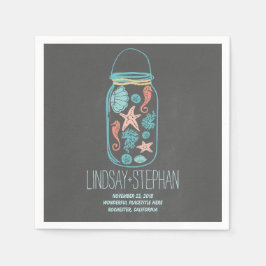 Lieve en Romantische Beach Wedding Paper Napkins Servetten