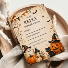 Lieve en Spookachtige Herfst Gast RSVP Kaartje