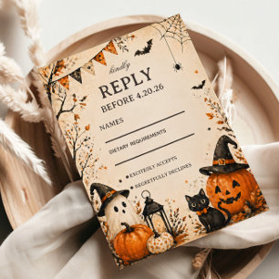 Lieve en Spookachtige Herfst Gast RSVP Kaartje
