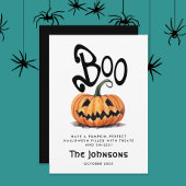 Lieve enge Boo Halloween Oranje Gesneden Pompoen Feestdagenkaart