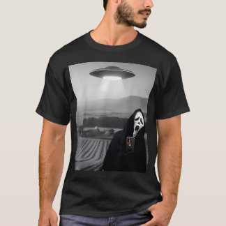 Lieve enge gezicht horror spook selfie met alien t-shirt