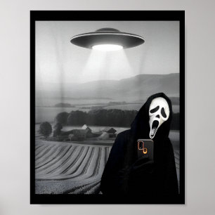 Lieve enge gezicht horror spook selfie met Alien U Poster